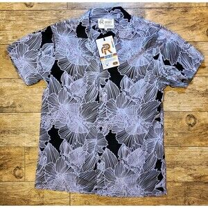 Refinery Republic Men's Button Up Floral Print Shirt Size XL Black